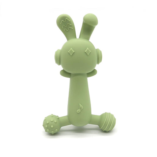 Teething Toys for Babies Age 6 to 12 Months - Baby Toys Pain Relief Teether - Cute Bunny Silicone Baby Teething Toy - Infant Stocking Stuffers Rabbit Chew Toy for Babies (Green)