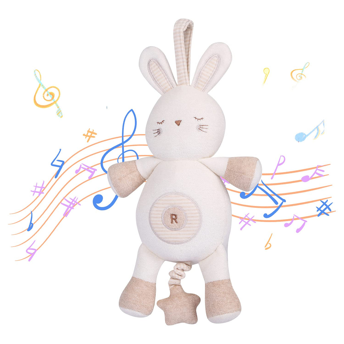 COTTONEBEBE Organic Baby Toys Stuffed Animal Toy with Lullaby Music for Infant Babies 0 3 6 12 to 36 Months Boy & GirlIdeal Gift for Newborn (Mr.Dog Cotton)