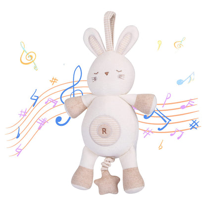COTTONEBEBE Organic Baby Toys Stuffed Animal Toy with Lullaby Music for Infant Babies 0 3 6 12 to 36 Months Boy & GirlIdeal Gift for Newborn (Mr.Dog Cotton)